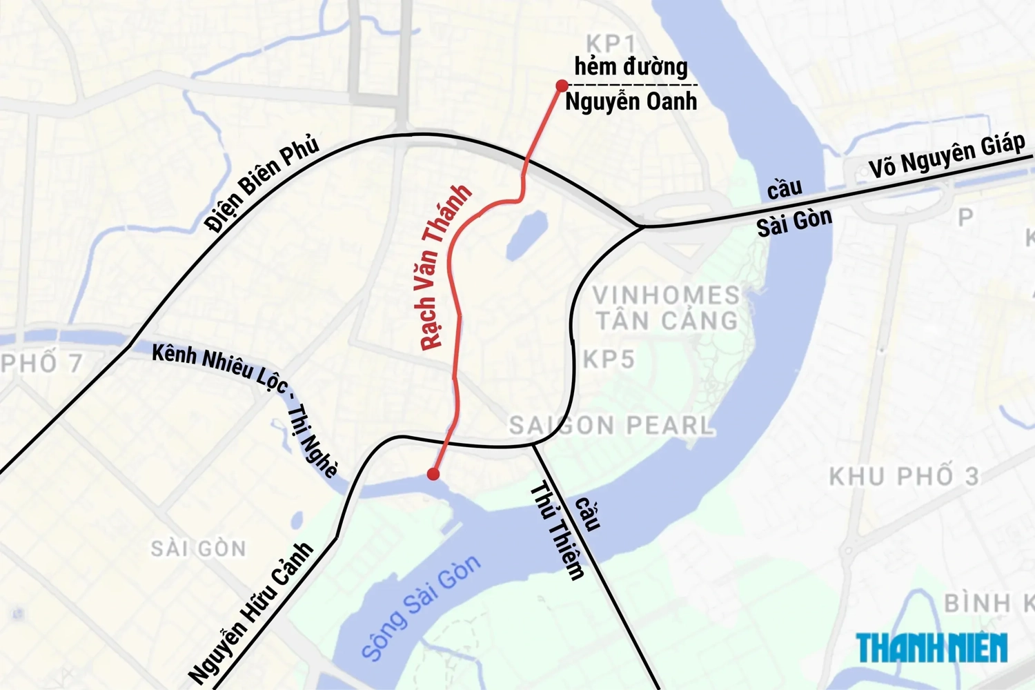 Nh&aacute;nh ch&iacute;nh rạch Văn Th&aacute;nh sắp được cải tạo